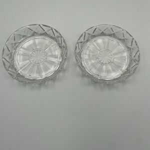 1930's Anchor Hocking Glass Clear Waffle Waterford Coaster/ Plant Dish- Lot of 2